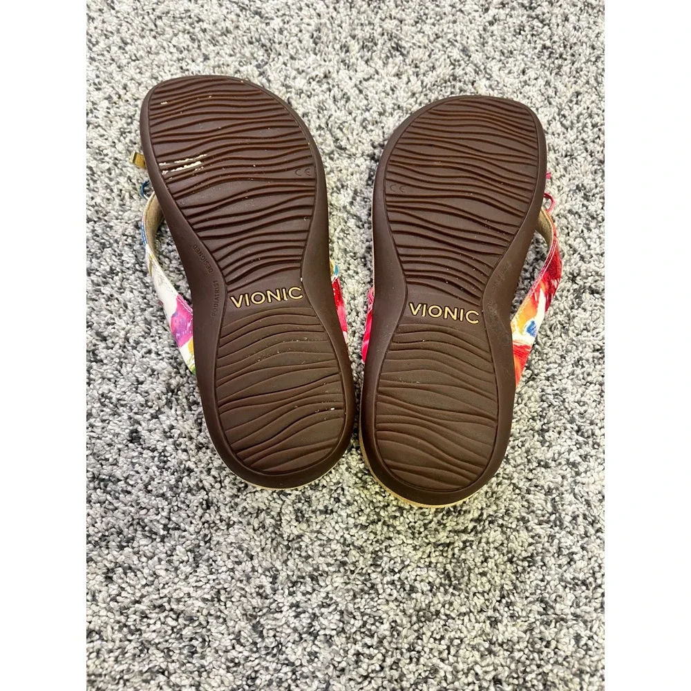 Vionic Bella Floral Flip Flop Sandals Womens 8 Multicolor Orthopedic Comfort